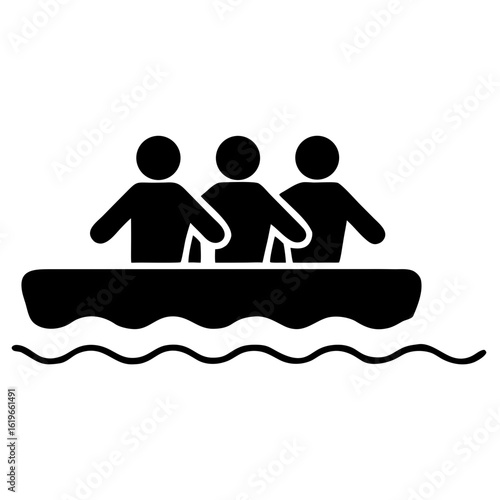 silhouette river rafting icon vector silhouette