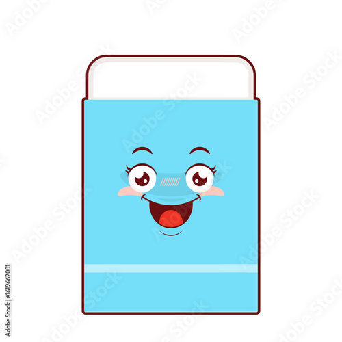 eraser playful face cartoon cute