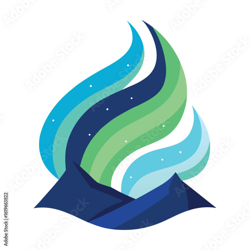 Abstract Aurora Borealis Over Mountains Graphic northern lights