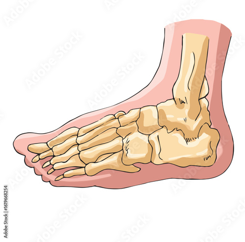 Science of hand drawn vector human foot bone clipart.