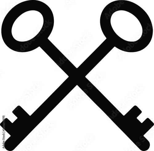Silhouette Crossed keys simple icon vector Illustrator