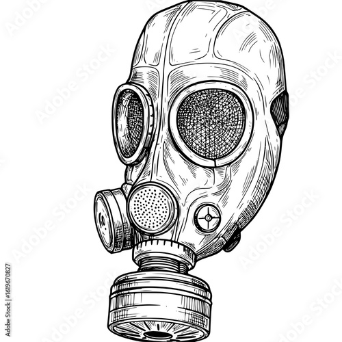 Vintage gas mask sketch for protection and safety
