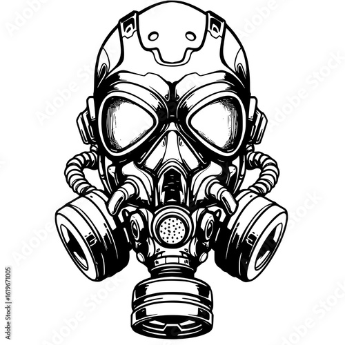 Sci-fi gas mask design with bold lines