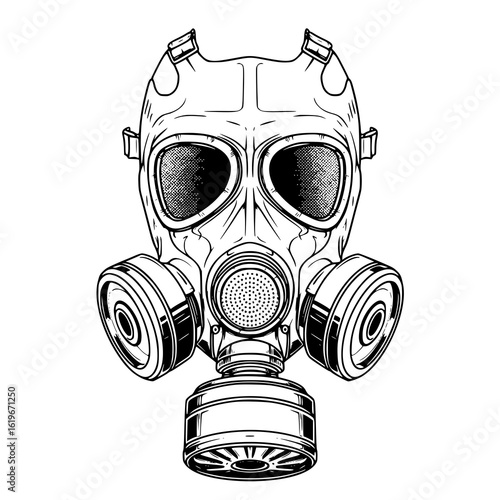 Vintage gas mask protection symbol graphic design