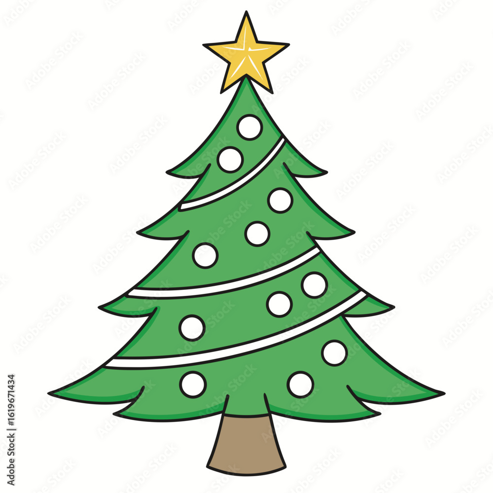 Fototapeta premium 3d icon of cartoon christmas tree isolated on white background
