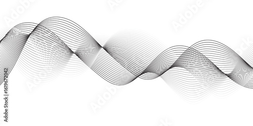 Abstract black and white wavy line pattern with intricate mesh texture and elegant flowing curves. Modern minimal background design ideal for technology, digital art, and futuristic concepts.