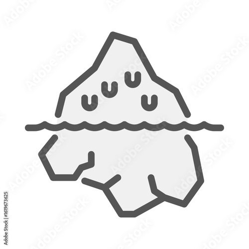 Iceberg melting filled outline icon. arctic color line illustration.