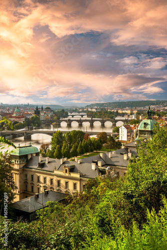 Prague Charles bridge over the Vltava River in Czech Republic