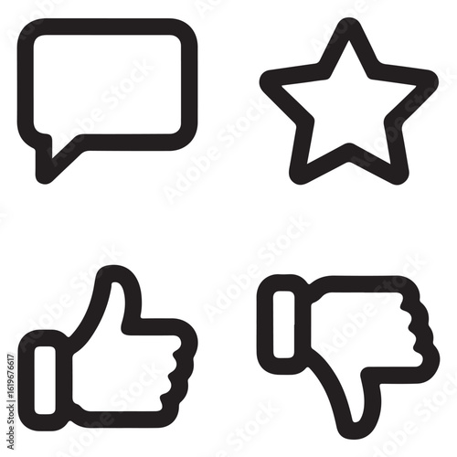 Rating and feedback line icons