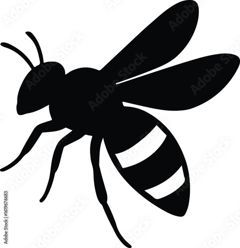 Silhouette honeybee flying insect isolated design vector Illustrator