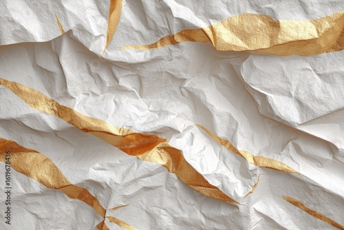 Wallpaper Mural Crumpled white paper with gold accents Torontodigital.ca