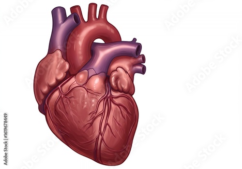 Anatomically correct human heart illustration for medical education or cardiology presentation material