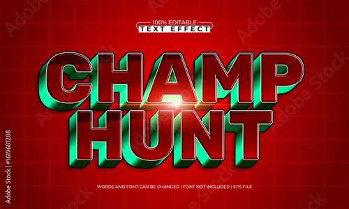 champ hunt editable text effect with a team and sport text style