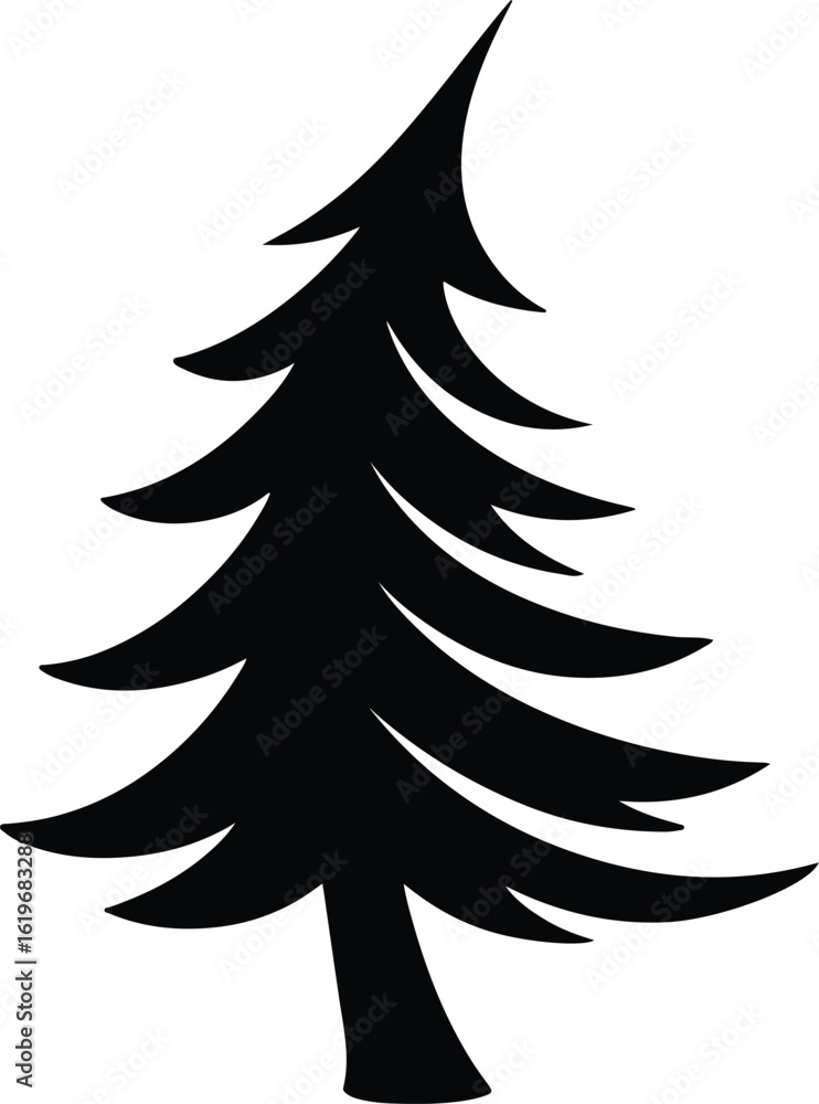 Obraz premium Silhouette pine tree evergreen isolated forest vector Illustrator