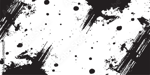 Abstract black ink splatter grunge texture design