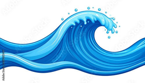 A stylized blue wave graphic