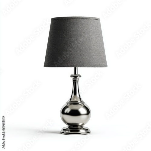 Elegant table lamp with a gray lampshade. A sophisticated design that adds a touch of classic style to any space.