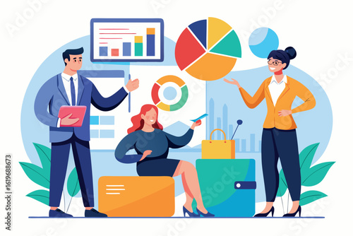 A business team presenting charts and graphs during a meeting or presentation