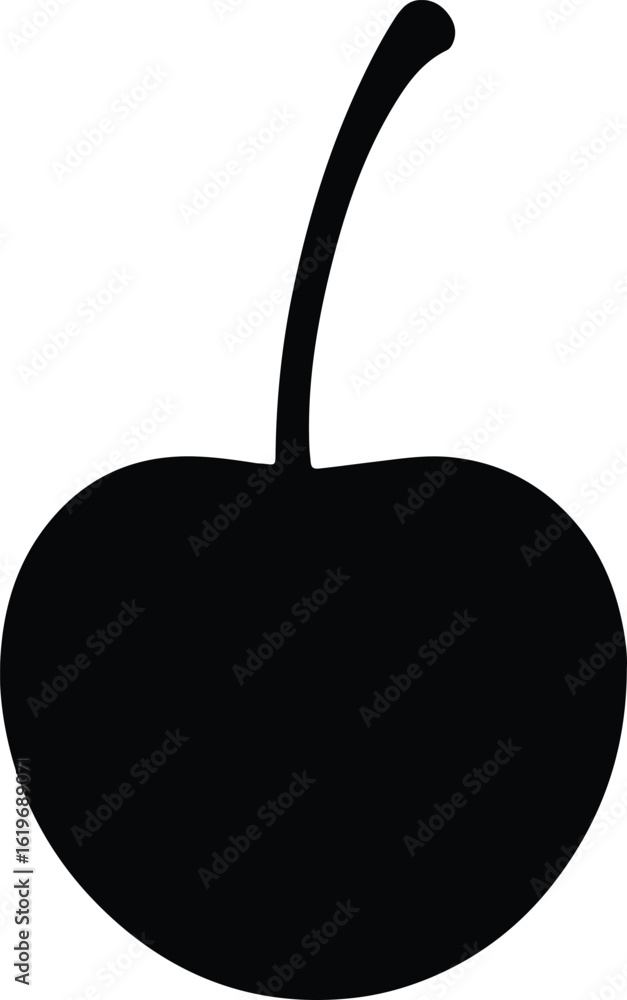 Obraz premium Silhouette single cherry fruit simple black vector Illustrator