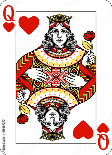Queen of Hearts design from a new original deck of playing cards.
