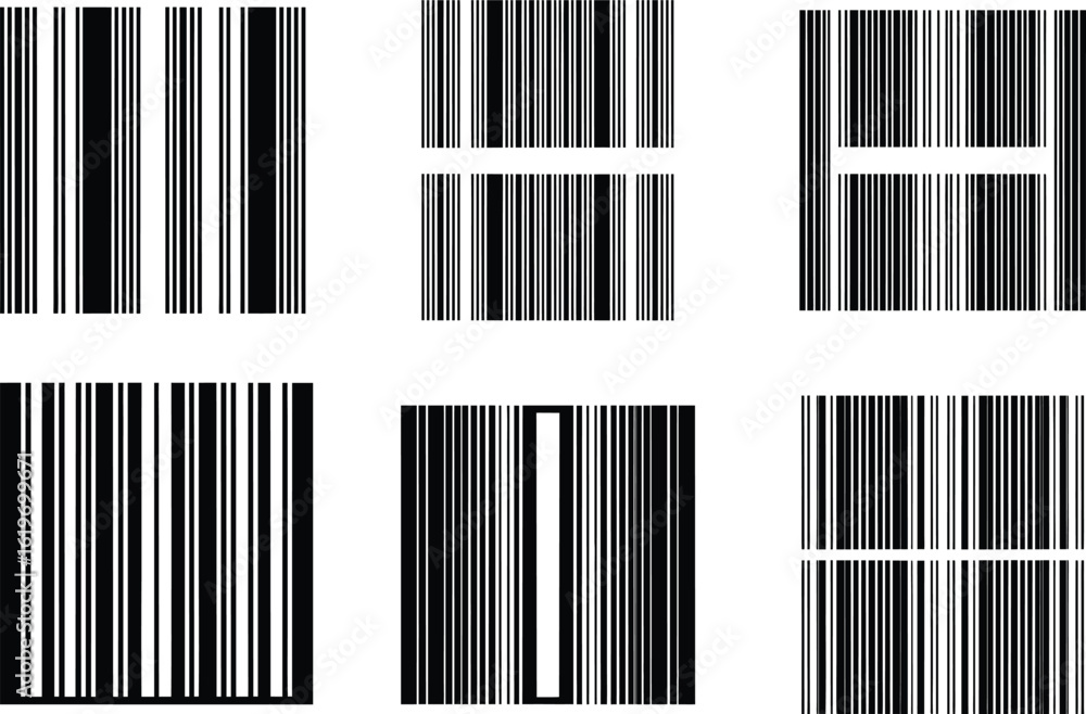 Different barcode designs with white backgrounds Different barcode designs with white backgrounds