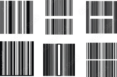 Different barcode designs with white backgrounds