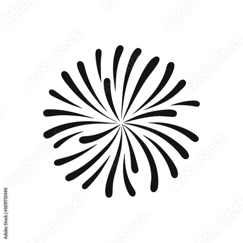 Stylized Black Fireworks Burst Design A Decorative Element for Celebrations and Festive Occasions, Creating Dynamic Visuals