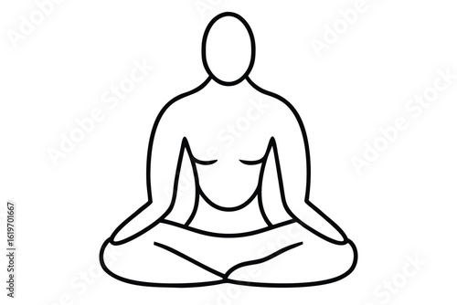 Stylized line drawing of a person meditating in a lotus pose