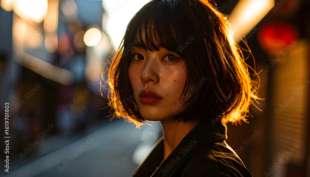 Fototapeta premium 日本人の若い女性の横顔ポートレート