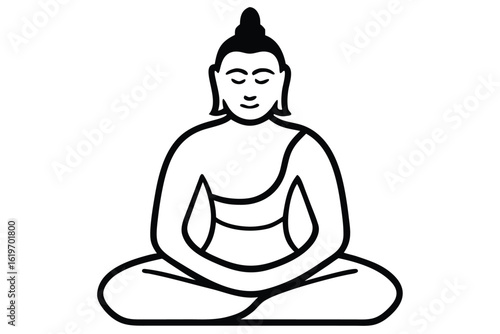 Simple line drawing of buddha meditating in lotus pose
