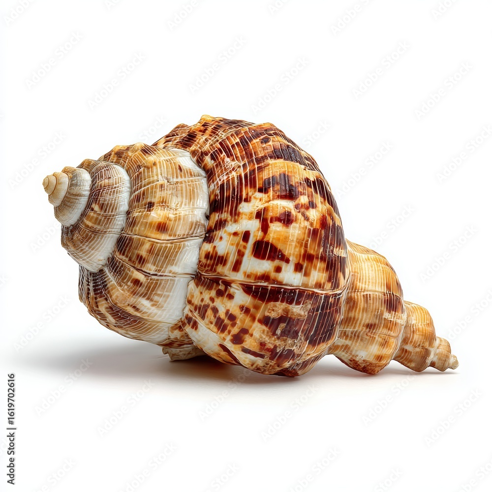 A beautiful seashell with intricate patterns and textures lies in detail. This image captures the natural beauty and detail of a shell found at the ocean's edge A beautiful seashell with intricate patterns and textures lies in detail. This image captures the natural beauty and detail of a shell found at the ocean's edge