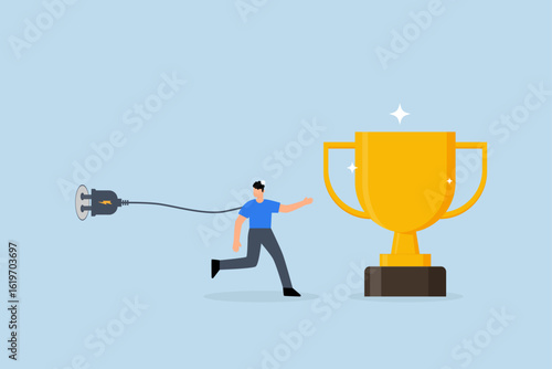 Try too hard, businessman who tries too hard to reach an achievement but fails with limits.
