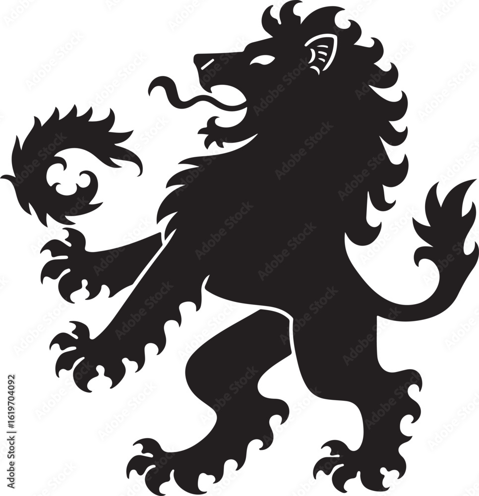 Fototapeta premium Royal Heraldic Lion Crest Silhouette Bundle