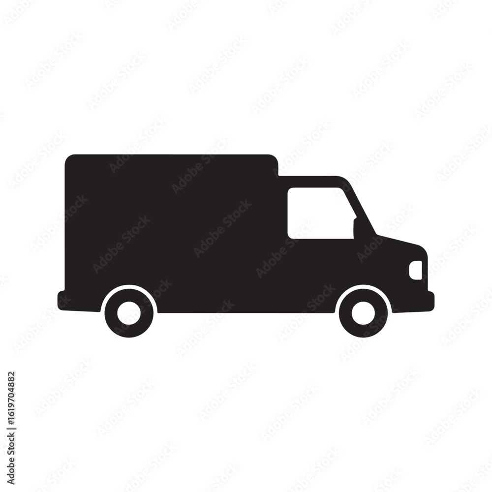 Fototapeta premium Delivery van silhouette vector flat illustration design