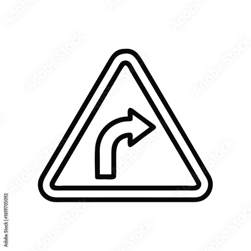 Road sign indicating a reverse turn on a clean white background