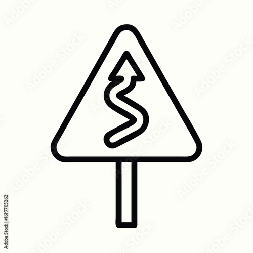 Winding road sign on white background illustration