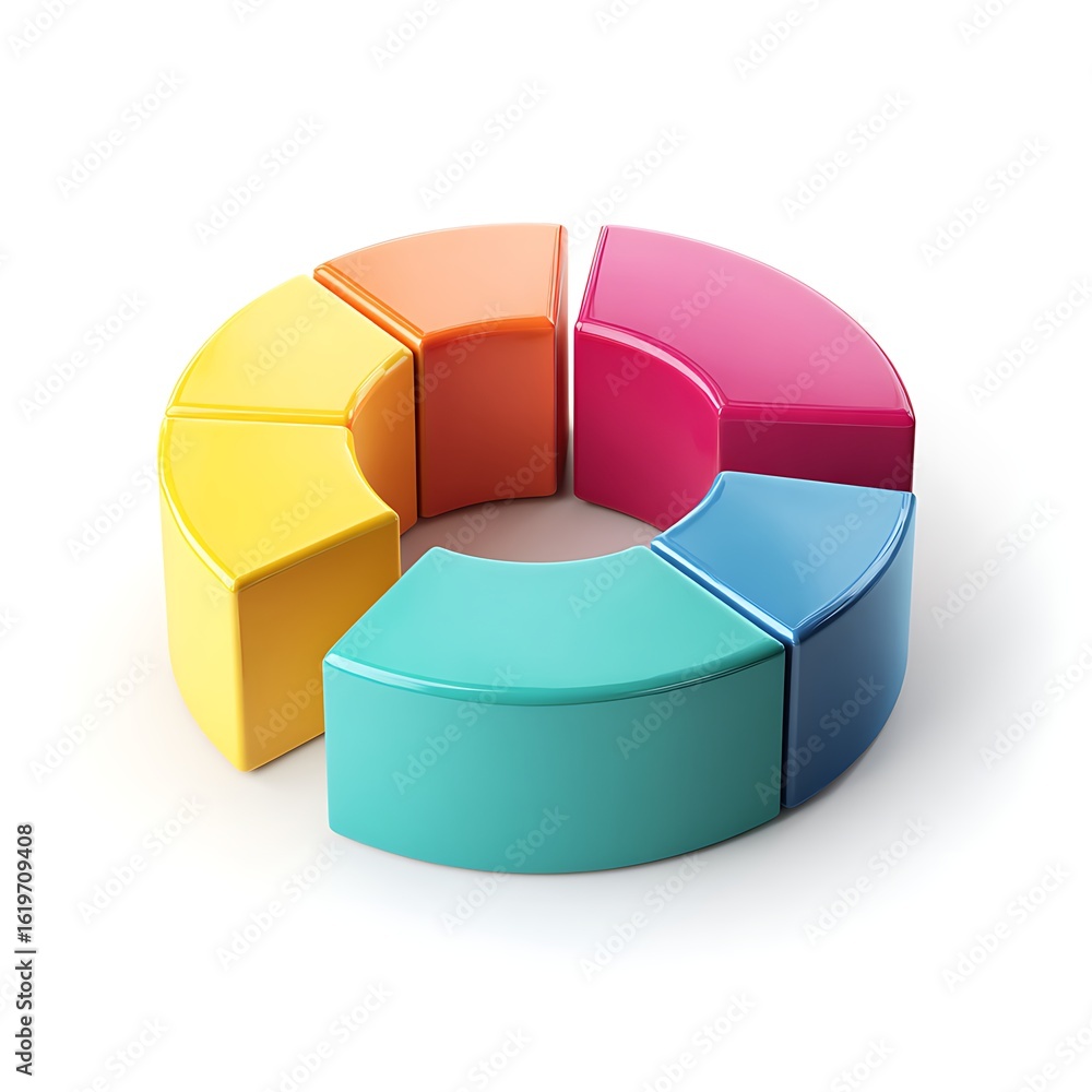 Obraz premium Colorful 3D Pie Chart Illustration