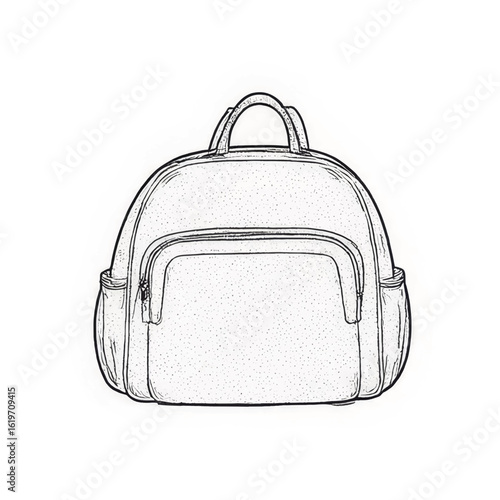 Backpack illustration with multiple compartments in minimalist style  