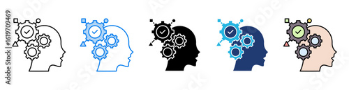 critical thinking icon set multiple style collection