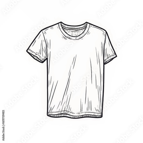 Blank white t-shirt illustration in minimalist design and style  