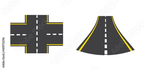 Set tracks and winding road curve pathway