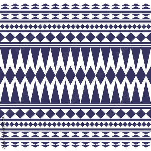 Intricate navy blue geometric patterns featuring diamonds and triangular shapes on a white background