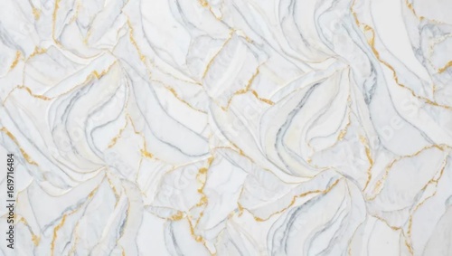 Elegant White Marble Pattern with Subtle Gold Veins and Blue Accents
