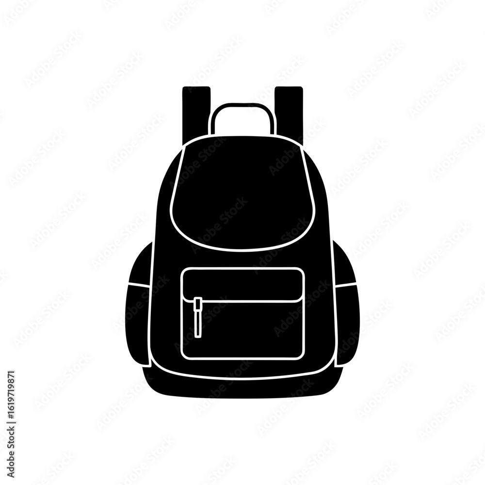 Fototapeta premium Backpack silhouette icon for travel or school clean vector perfect for student and hiking themes