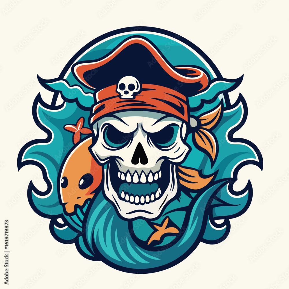 Fototapeta premium design logo vector icon illustration mascot pirate