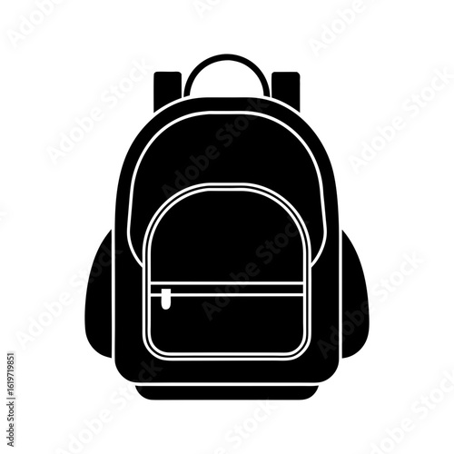 Backpack silhouette icon for travel or school simple vector design ideal for education and adventure
