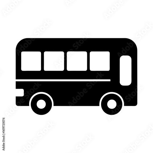 Bus silhouette icon with windows in flat city style minimal vector ideal for urban transport and commute