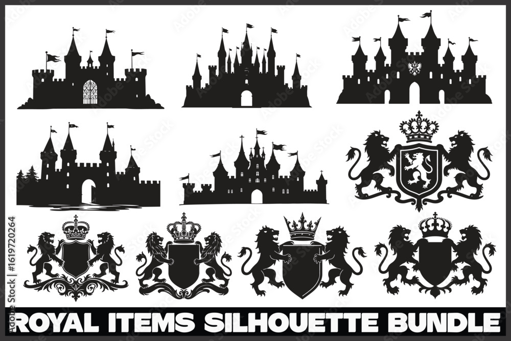 Obraz premium Royal Castle & Crest SVG Bundle