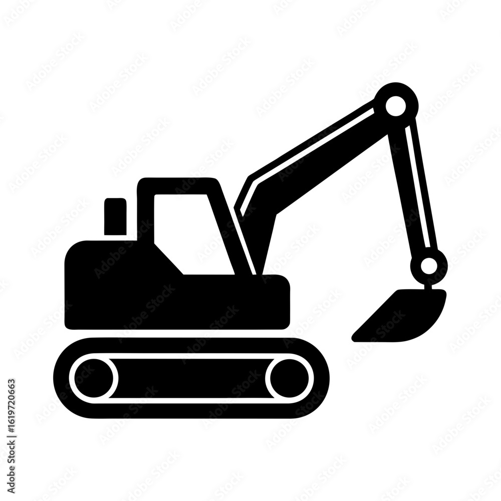 Naklejka premium Excavator silhouette icon in industrial digger style construction vector perfect for building and project use