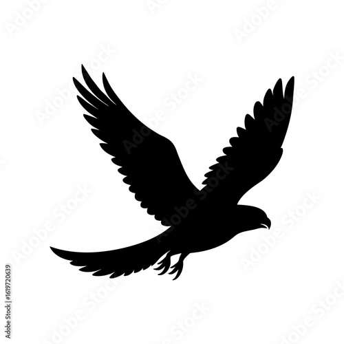 Falcon silhouette diving in hunting position fierce bird vector ideal for predator and nature themes